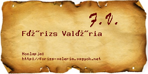 Fórizs Valéria névjegykártya