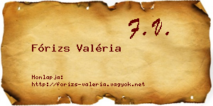 Fórizs Valéria névjegykártya